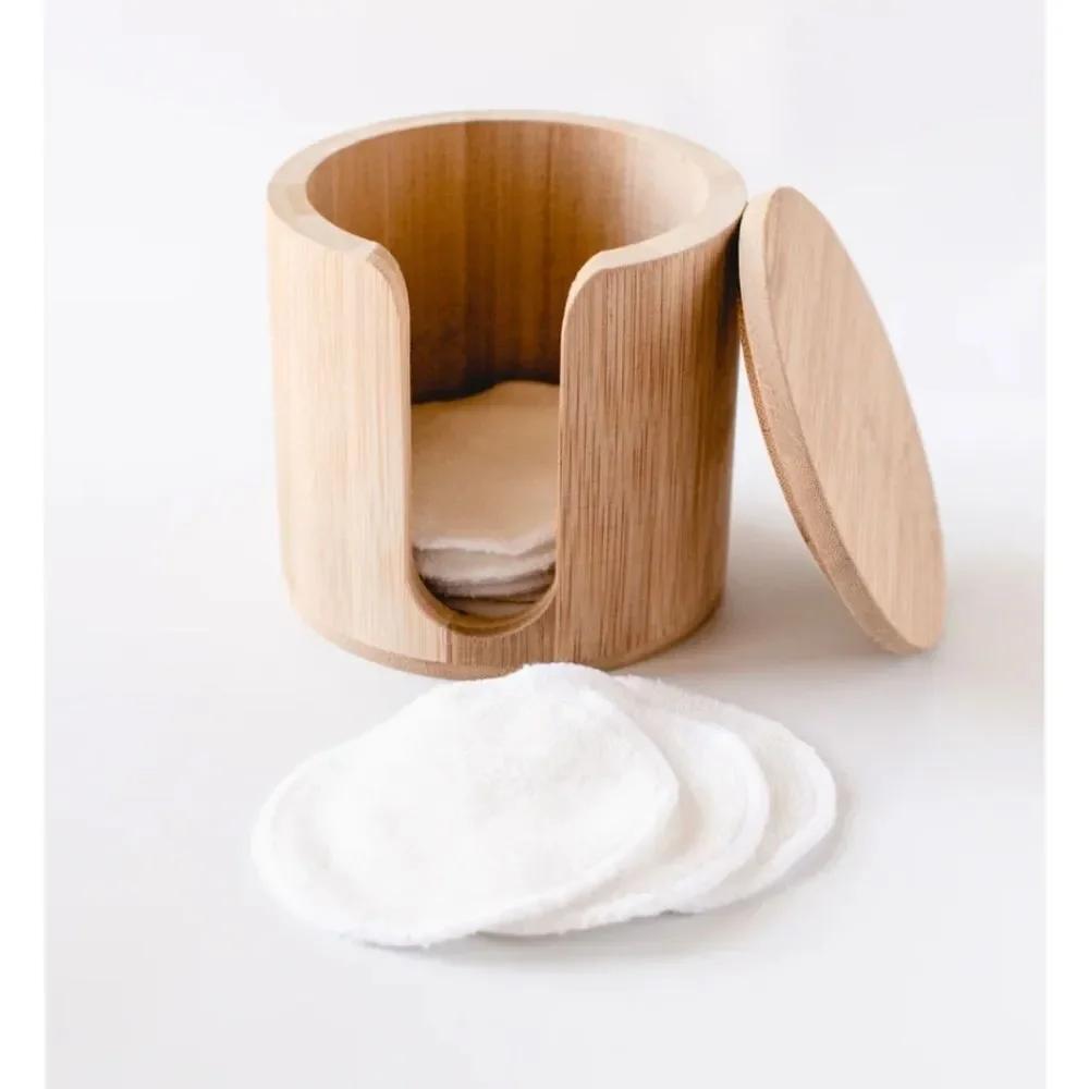 Reusable Bamboo Makeup Remover Pad Set with Storage Jar - Natural